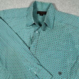 Ariat Men's Casual Button Down Shirt - Teal and Red